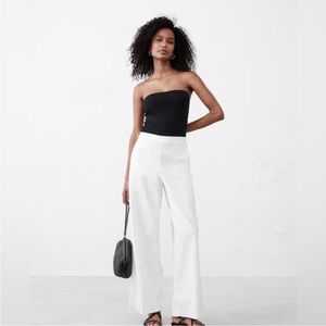 NWT! Banana Republic White Hayden Wide Leg Linen Blend Pull On Pant